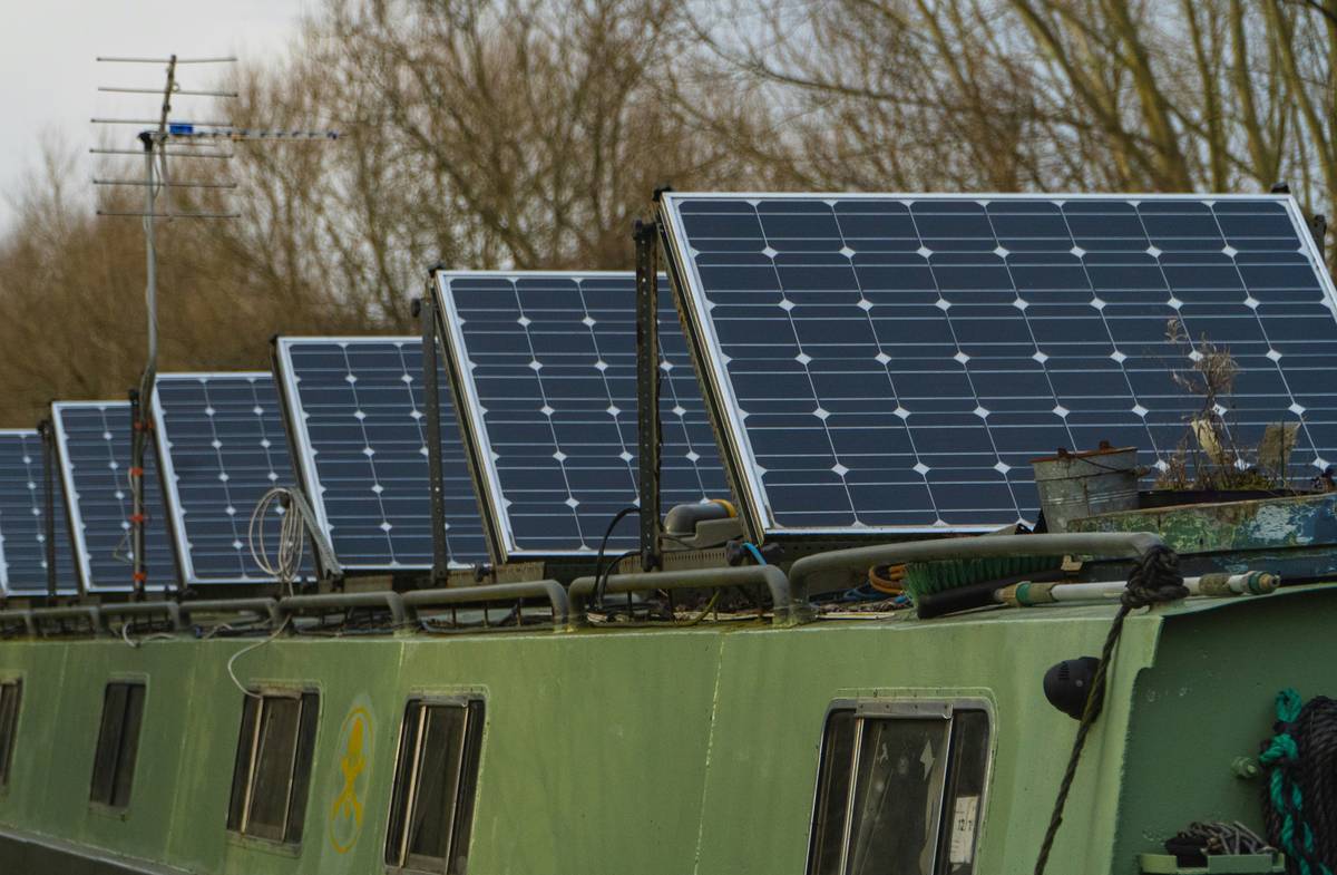 renewable energy panel gosun camp365 off mounted on RV roof during sunny daylight